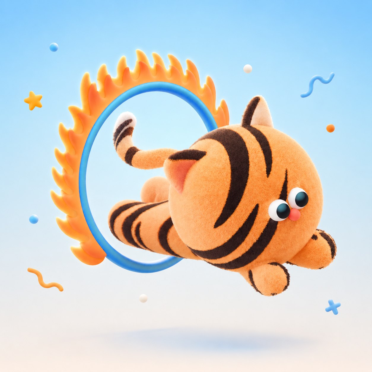 Playful Puffy tiger character cover